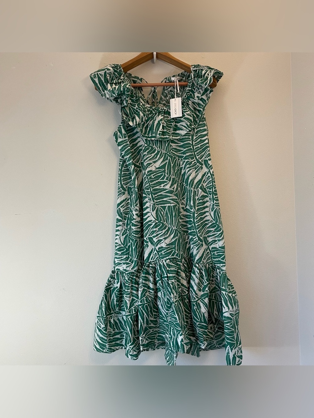 NEW Stitchdrop Midi Sundress size M Tropical Coquette Resortcore Cotton Green